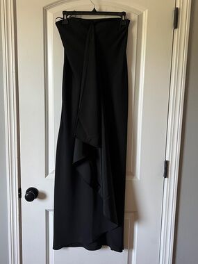 Black Strapless Ruffle prom Dress